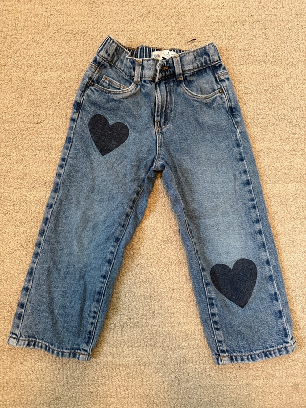 Zara Denim Jeans with Dark Heart Patches